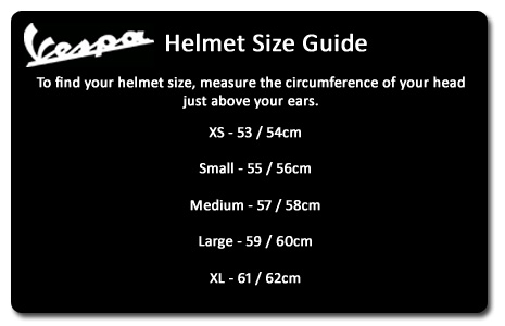 Vespa scooter helmet sizing