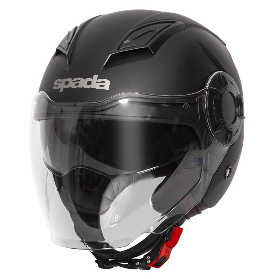 Spada Lycan Open Face Motorcycle Motorbike Helmet Matt Black White ECE 2205 