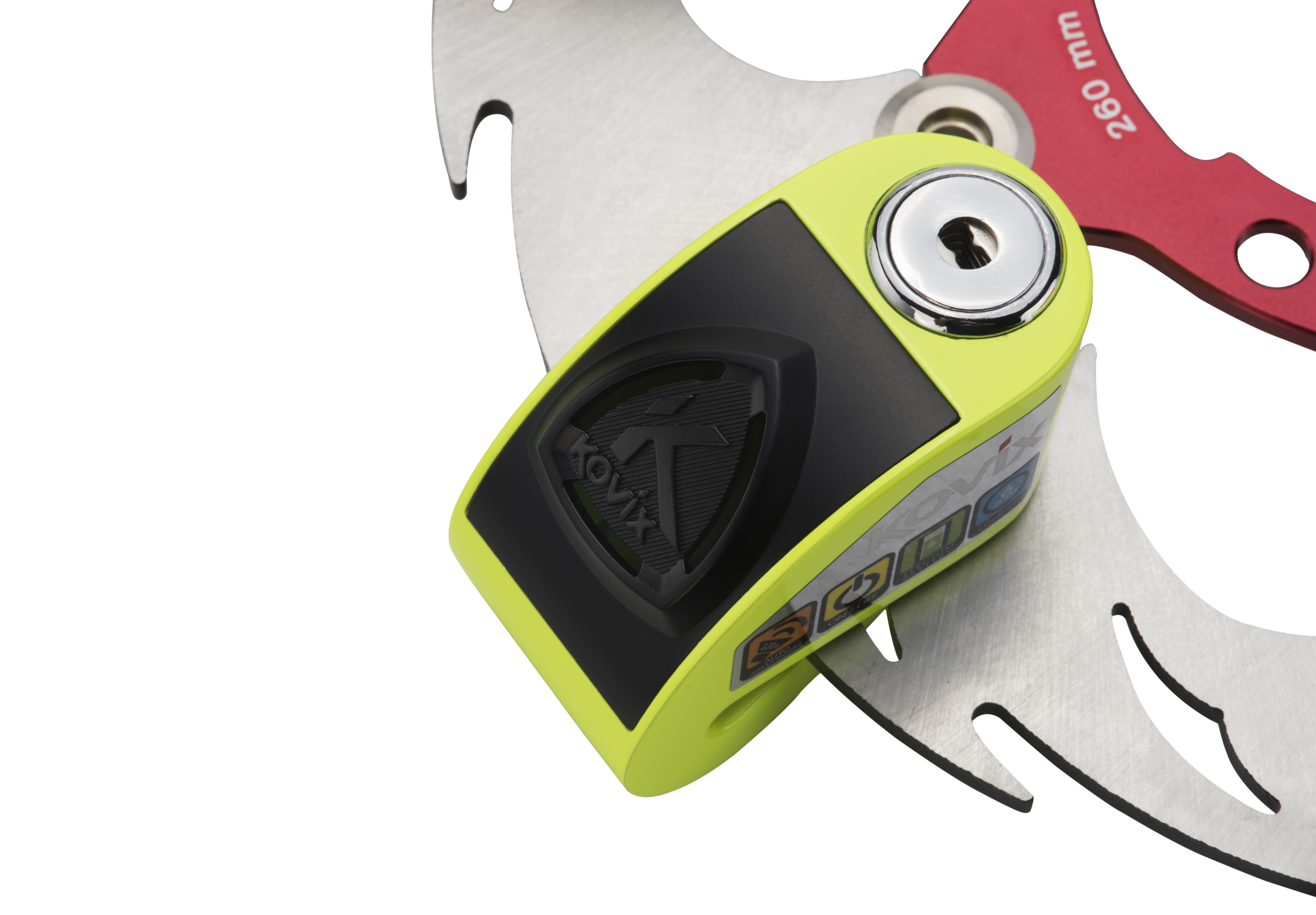 Kovix KD Series Alarmed Disc Lock 6mm Pin Fluo Green Kovix