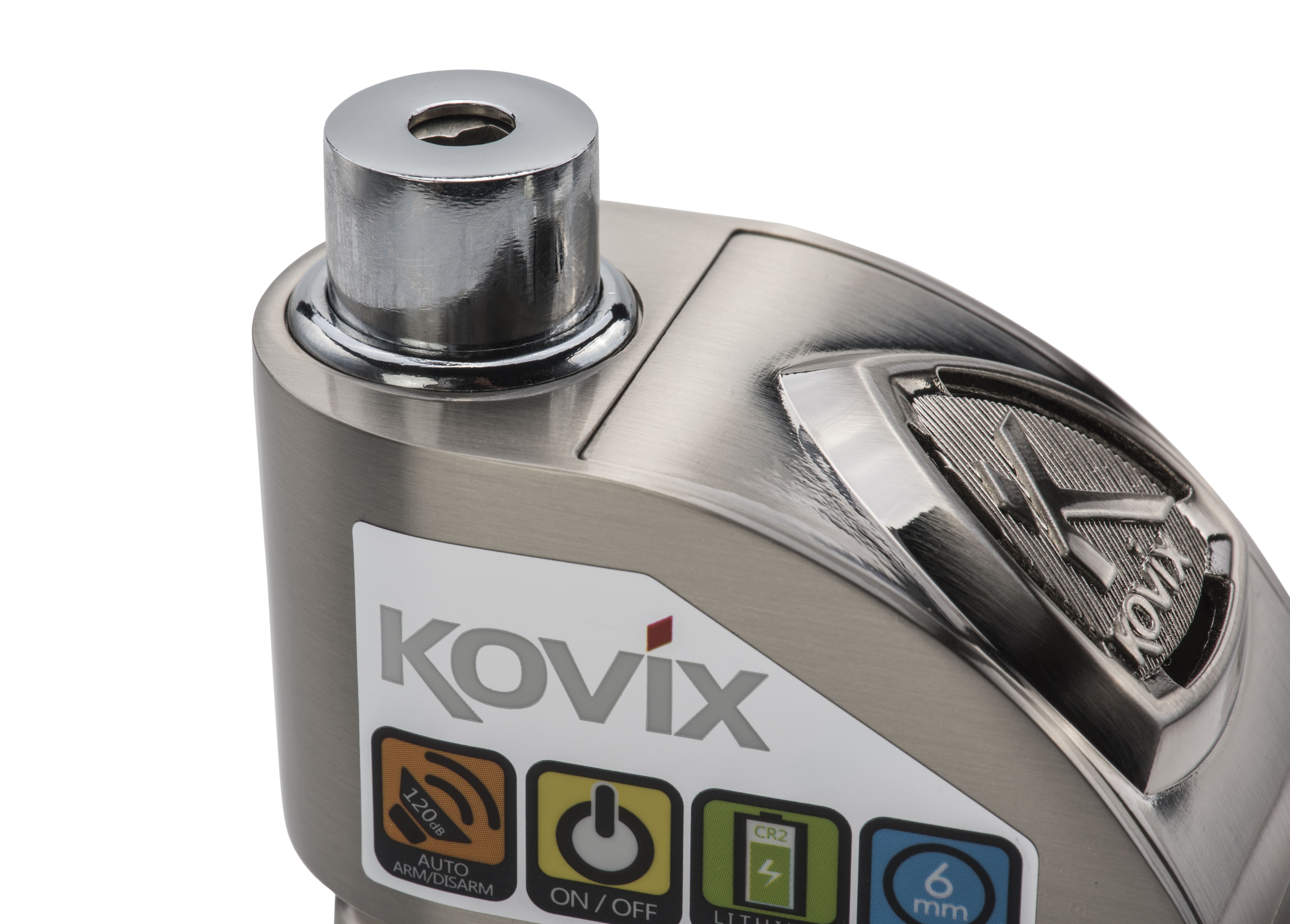 Kovix KD Series Alarmed Disc Lock 6mm Pin Brushed Metal Kovix
