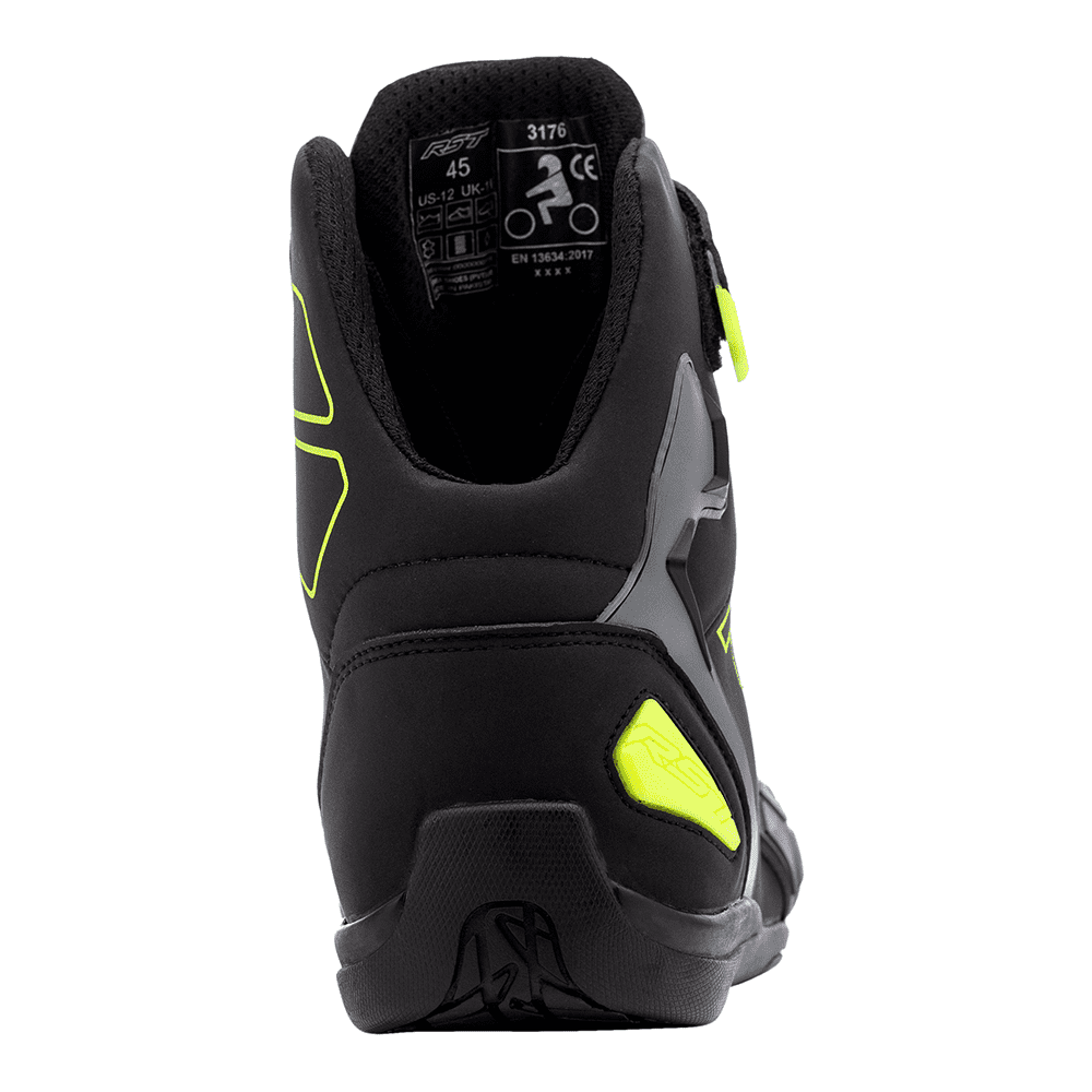 RST Sabre CE Microfibre Motorcycle Trainers - Black / Grey / Flo Yellow | Two Wheel Centre 
