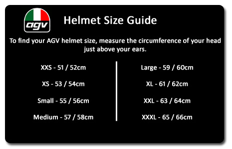 Agv K3 Sv Helmet Size Chart