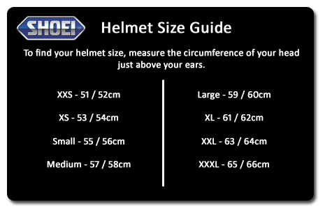 Shoei helmet size guide