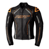 RST S1 CE Leather Jacket - Black / Grey / Neon Orange