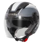 Spada Lycan Open Face Helmet - Strobe Graphic - Matt Black / White | Spada Helmets at Two Wheel Centre | Free UK Delivery