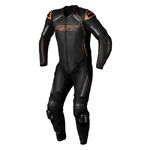 RST S1 CE Leather Suit - Black / Grey / Neon Orange | Free UK Delivery