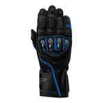 RST S1 CE Leather Motorcycle Gloves - Black / Grey / Neon Blue | Free UK Delivery