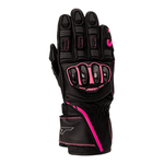 RST S1 CE Ladies Leather Motorcycle Gloves - Black / Black / Neon Pink | Free UK Delivery