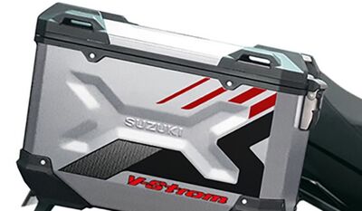 Suzuki V-Strom Aluminium Side Case Graphic Kit - Grey / Red