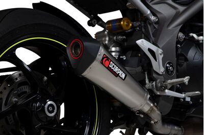 Scorpion Serket Taper Single Side Exit Exhaust - Triumph Speed Triple 1050 (2018 - 2019) - Satin Titanium