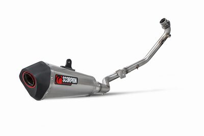 Scorpion Serket Taper Full System Exhaust - Keeway RKF-125 Euro 5 (2021 - Current) - Brushed Stainless Steel