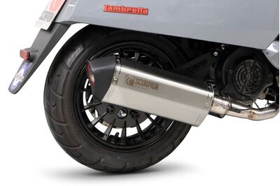 Scorpion Serket Parallel Full System Exhaust - Lambretta V125 Special (2021-Current) - Brushed Stainless Steel