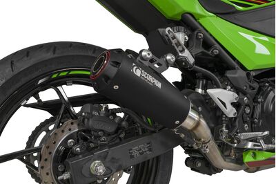 Scorpion Red Power Slip On Exhaust - Kawasaki Ninja 400 (2018 - 2023) - Black Ceramic