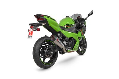 Scorpion Serket Taper Race System Full System Exhaust - Kawasaki Ninja 400 (2018 - 2023) - Titanium Scorpion Serket Taper Race System Full System Exhaust - Kawasaki Ninja 400 (2018 - 2023) - Titanium