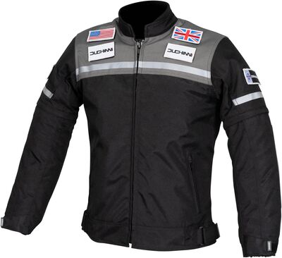 Duchinni Grid Children's Textile Jacket - Black/Gun | Duchinni Children's Motorcycle Clothing | Two Wheel Centre Mansfield Ltd