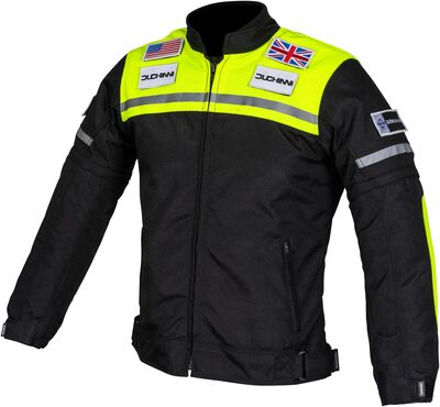 Duchinni Grid Children's Textile Jacket - Black/Neon Yellow | Duchinni Children's Motorcycle Clothing | Two Wheel Centre Mansfield Ltd