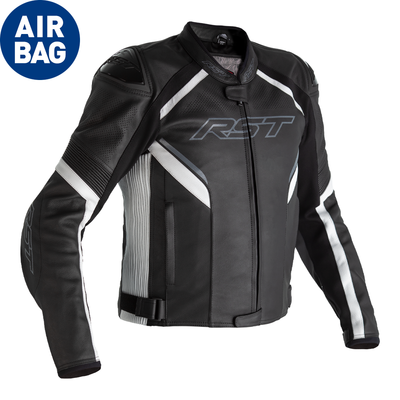 RST Sabre CE Airbag Leather Jacket - Black/White