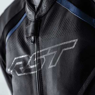 RST Sabre CE Leather Jacket - Black / White / Blue