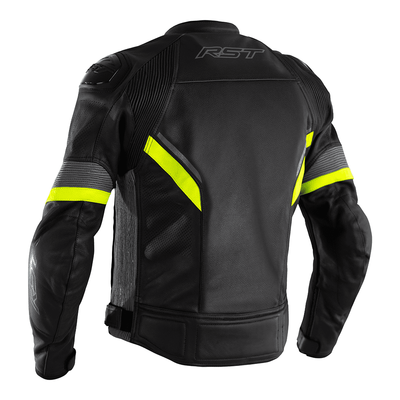 RST Sabre CE Leather Jacket - Black / Grey / Flo Yellow