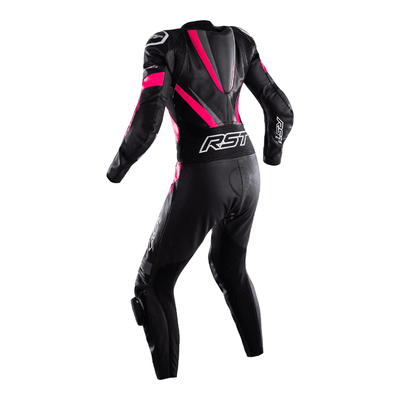 RST Tractech Evo 4 Ladies Leather Motorcycle Suit - Black / Pink / Grey