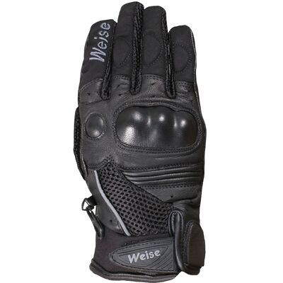Weise Airflow Plus Black Leather Motorcycle Gloves