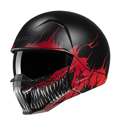 HJC i20 Scraw - Matt Black / Red | HJC Open Face Helmets at Two Wheel Centre