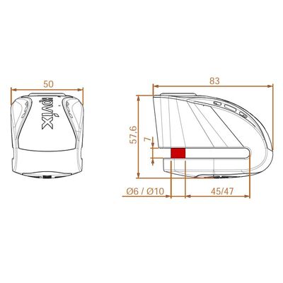 Kovix KNX Series Alarmed Disc Lock 10mm Pin - Brushed Metal