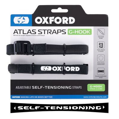 Oxford Atlas Straps G-Hook 17mm x 2.0m - Black | Oxford Motorcycle Luggage