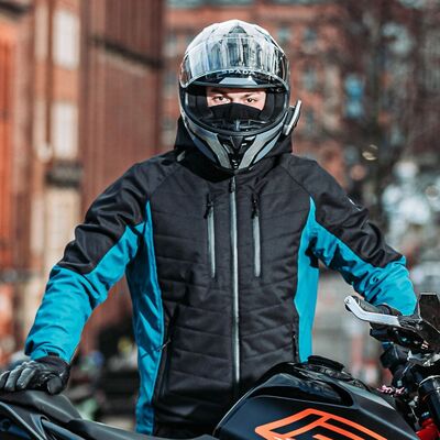 Spada Tino CE Quilted Softshell Motorcycle Jacket - Black/Coral | Free UK Delivery from Two Wheel Centre Mansfield Ltd