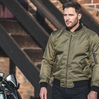 Spada Air Force One CE Textile Motorcycle Bomber Jacket - Olive Green | Free UK Delivery from Two Wheel Centre Mansfield Ltd