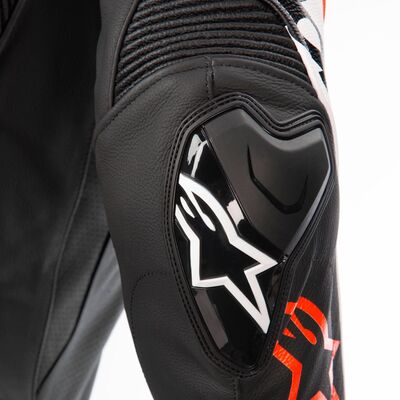Alpinestars Missile V2 Ward One Piece Leather Suit - Black/Fluo Red/White | Free UK Delivery from Two Wheel Centre Mansfield Ltd
