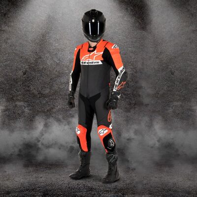 Alpinestars Missile V2 Ward One Piece Leather Suit - Black/Fluo Red/White | Free UK Delivery from Two Wheel Centre Mansfield Ltd