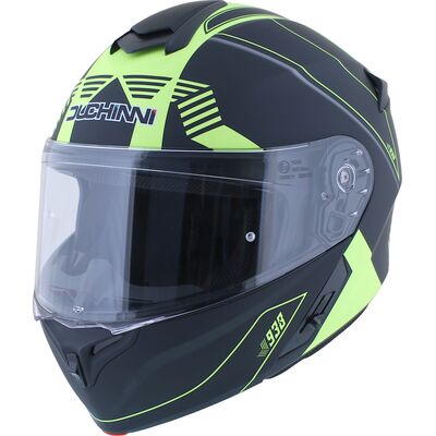 Duchinni D938 Flip Front Helmet - Matt Black/Neon | Duchinni Motorcycle Helmets | Two Wheel Centre Mansfield Ltd