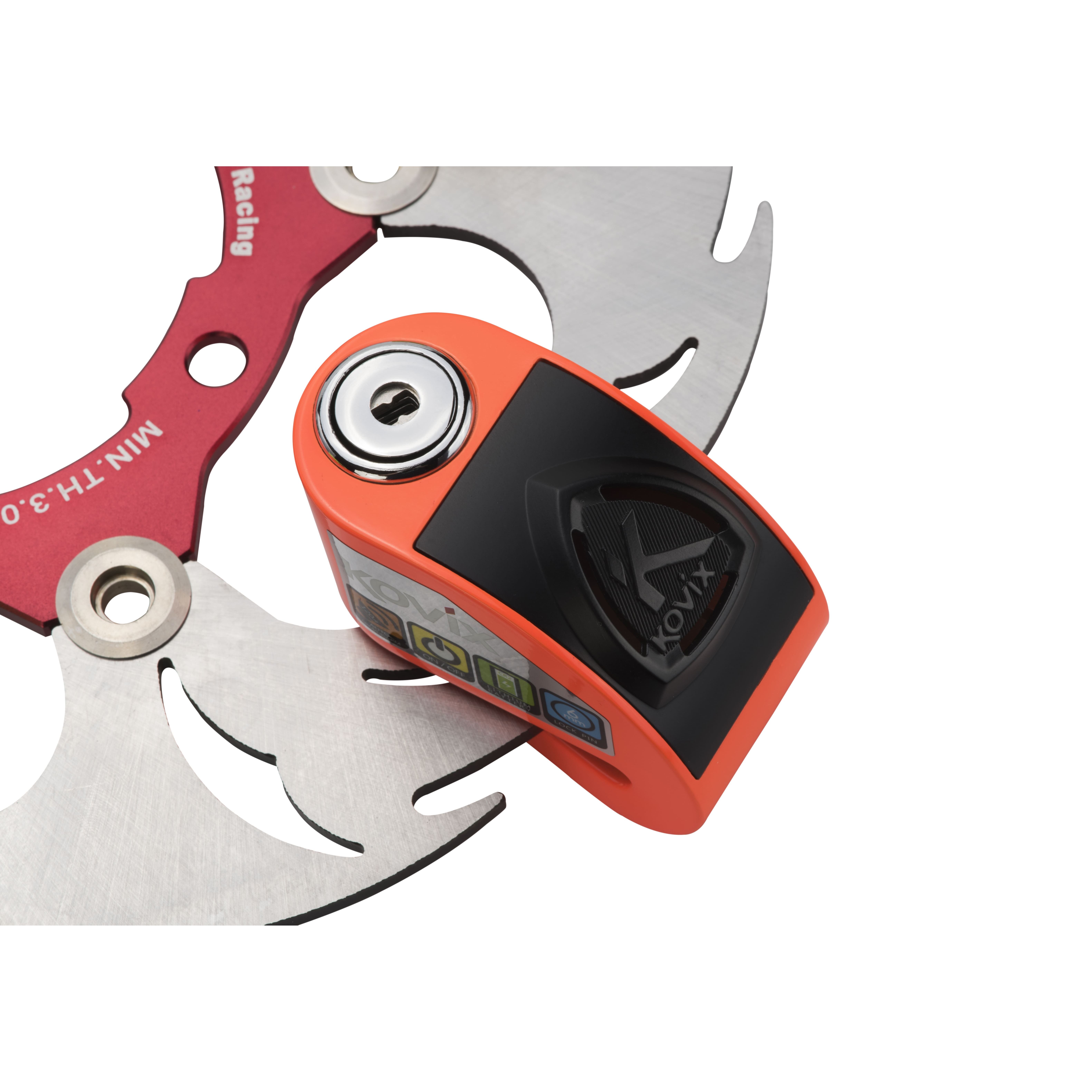 Kovix KD Series Alarmed Disc Lock 6mm Pin Fluo Orange Kovix