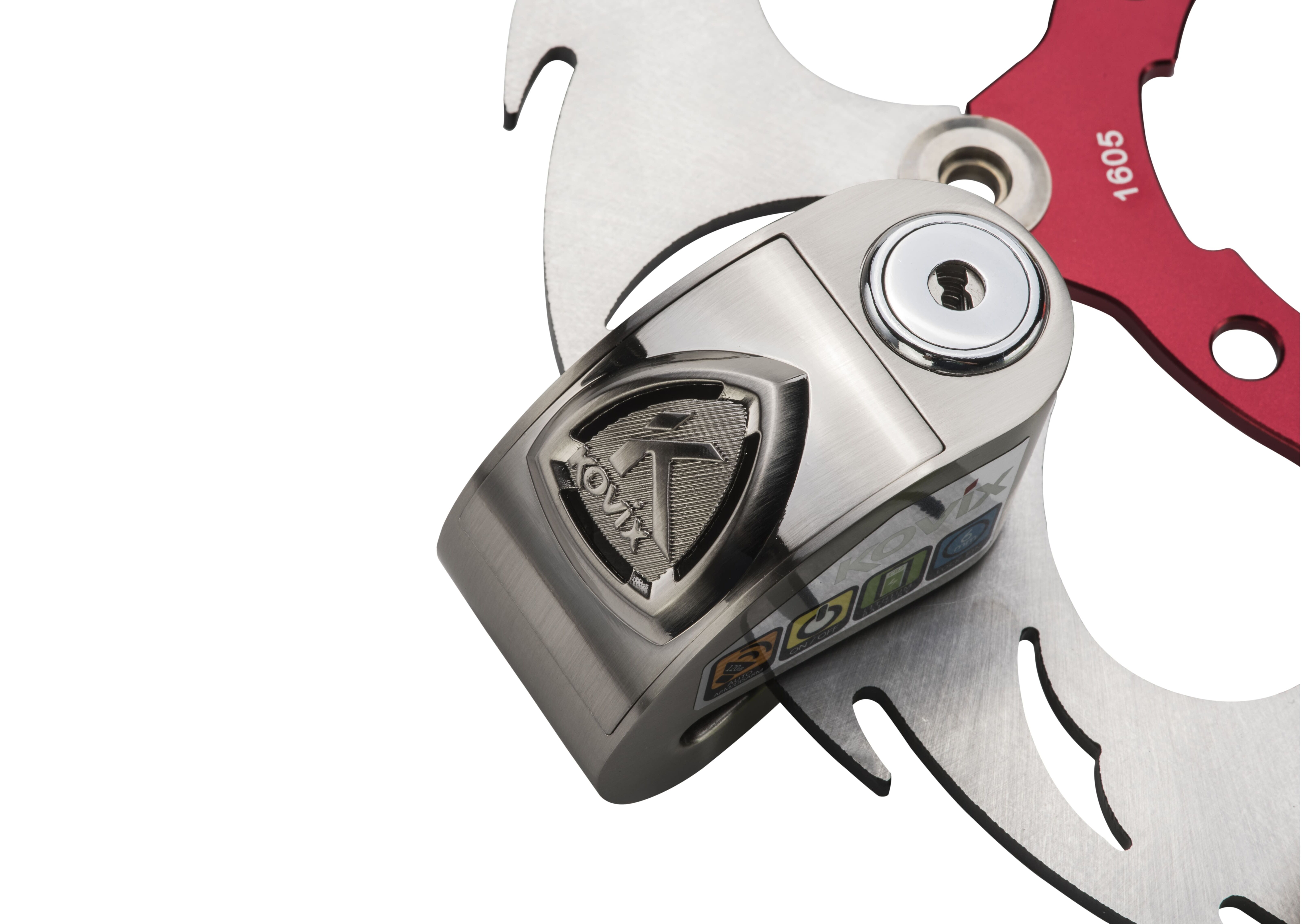 Kovix KD Series Alarmed Disc Lock 6mm Pin Brushed Metal Kovix